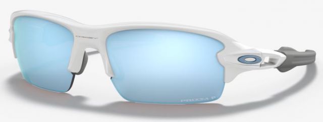 Flak XS in Polished White / Prizm Deep Water Polarized