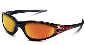 Oakley ブラック/オレンジ　ファイヤーレンズ Straightジャケット Oakley New Straight Jacket Jet Black Orange Flames w/ Red