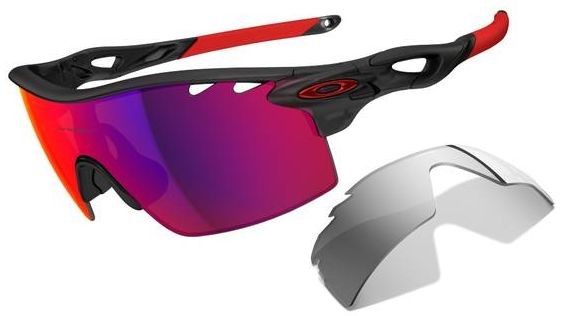 RadarLock XL Blades Straight Stem in Matte Black Ink w/Black Iridium (Vented) / OO Red Iridium Polarized